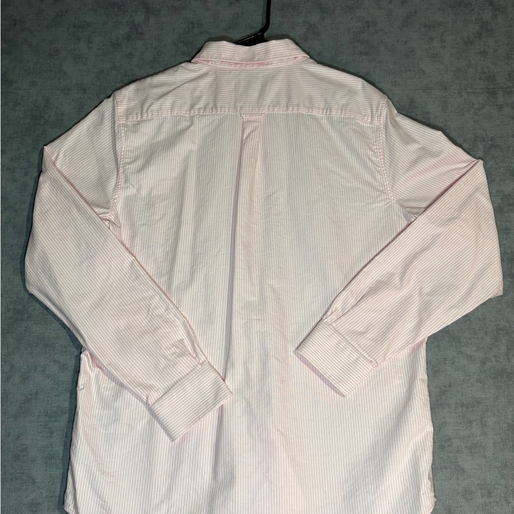 Lacoste Mens L Pink White Stripe Button Down Shirt Regular Fit Crocodile Logo - Picture 10 of 11